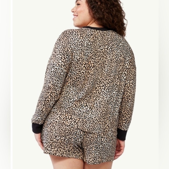 ❌sold on other ❌site!leopard Print Long Sleeve Short Pajama/Loungewear Set -Wom - Picture 3 of 6